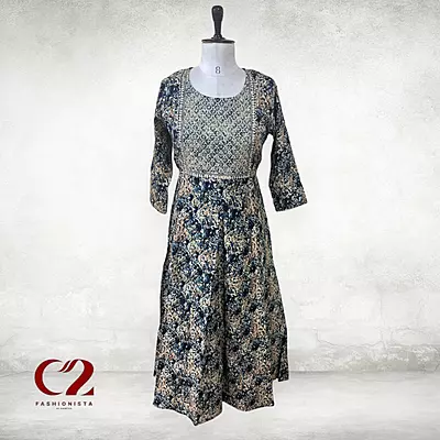 Floral Cotton Mixed Rayon Kurti