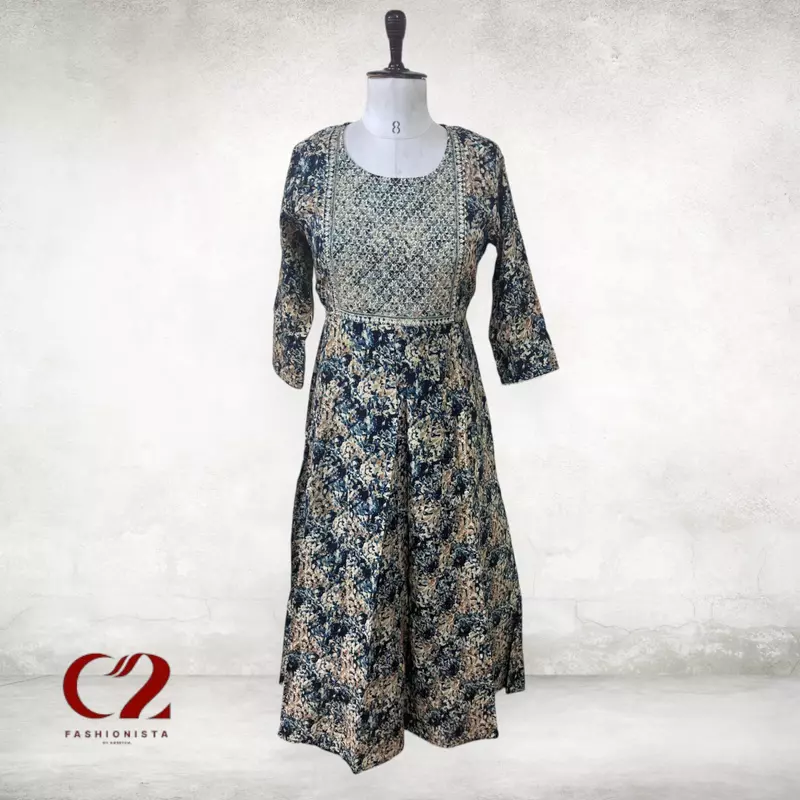 Floral Cotton Mixed Rayon Kurti Floral Cotton Mixed Rayon Kurti