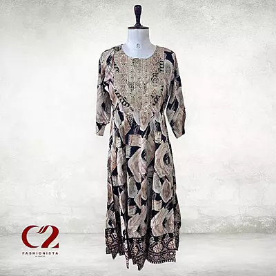 Embroidery Cotton Mixed Rayon Kurti