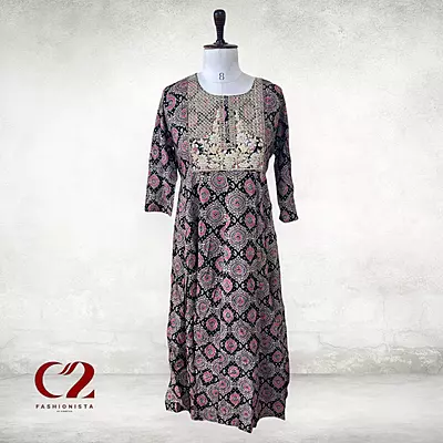 Leaf Cotton Mixed Rayon Kurti