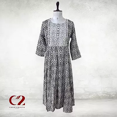 Embroidery Cotton Mixed Rayon Kurti