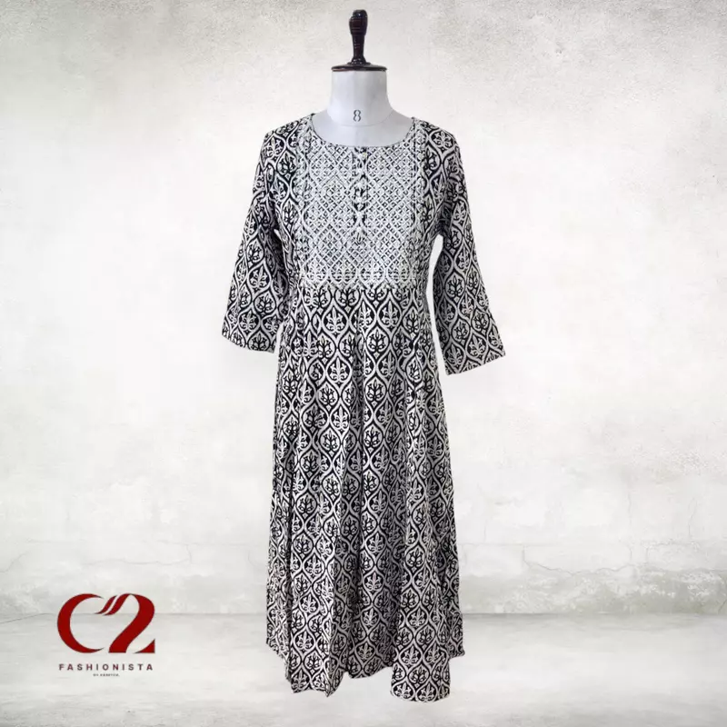 Embroidery Cotton Mixed Rayon Kurti Embroidery Cotton Mixed Rayon Kurti