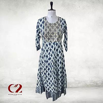 Floral Cotton Mixed Rayon Kurti