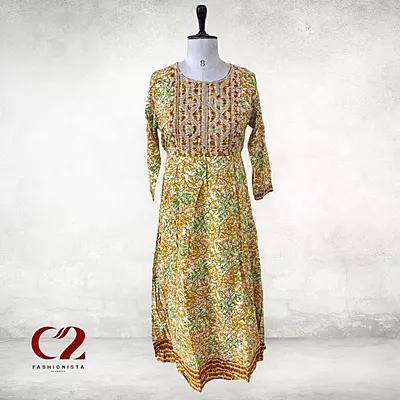 Embroidery Cotton Mixed Rayon Kurti