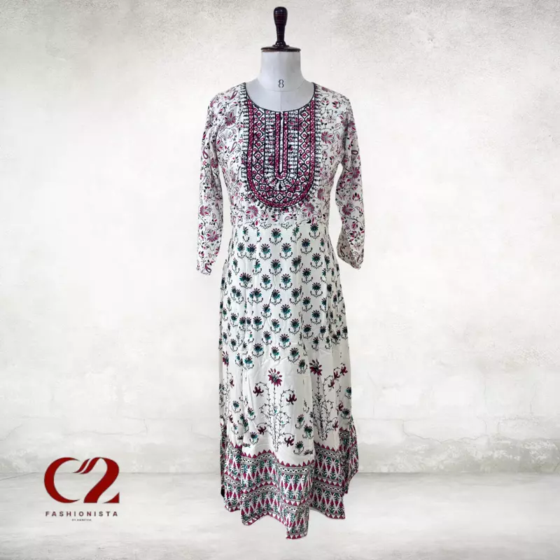 Leaf Cotton Mixed Rayon Kurti Leaf Cotton Mixed Rayon Kurti