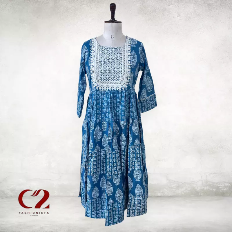 White Embroid Cotton Mixed Rayon Kurti White Embroid Cotton Mixed Rayon Kurti