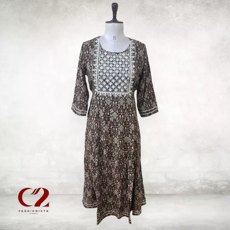 White Embroidery Cotton Mixed Rayon Kurti White Embroidery Cotton Mixed Rayon Kurti