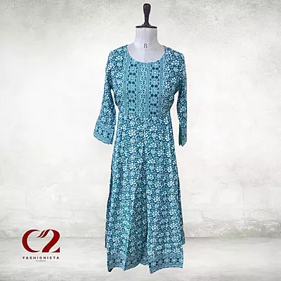 Floral Cotton Mixed Rayon Kurti