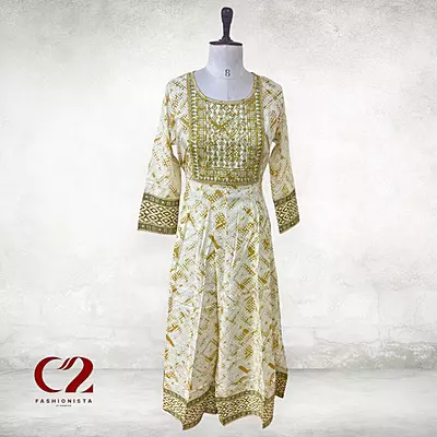 Embroidery  Cotton Mixed Rayon Kurti