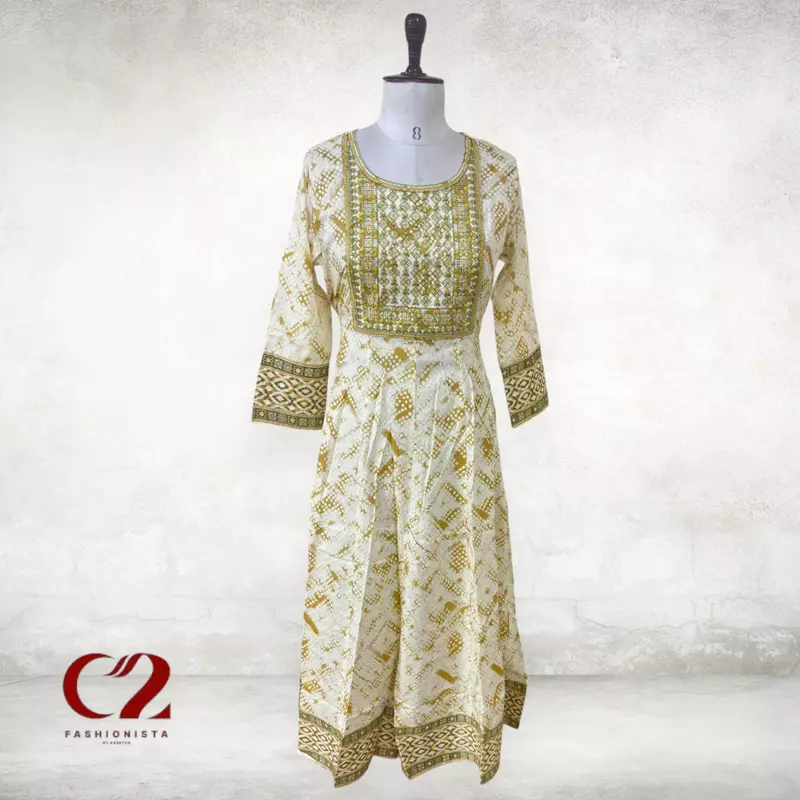 Embroidery Cotton Mixed Rayon Kurti Embroidery Cotton Mixed Rayon Kurti