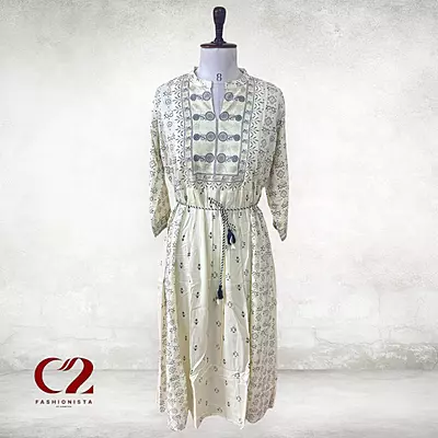 Leaf Cotton Mixed Rayon Kurti