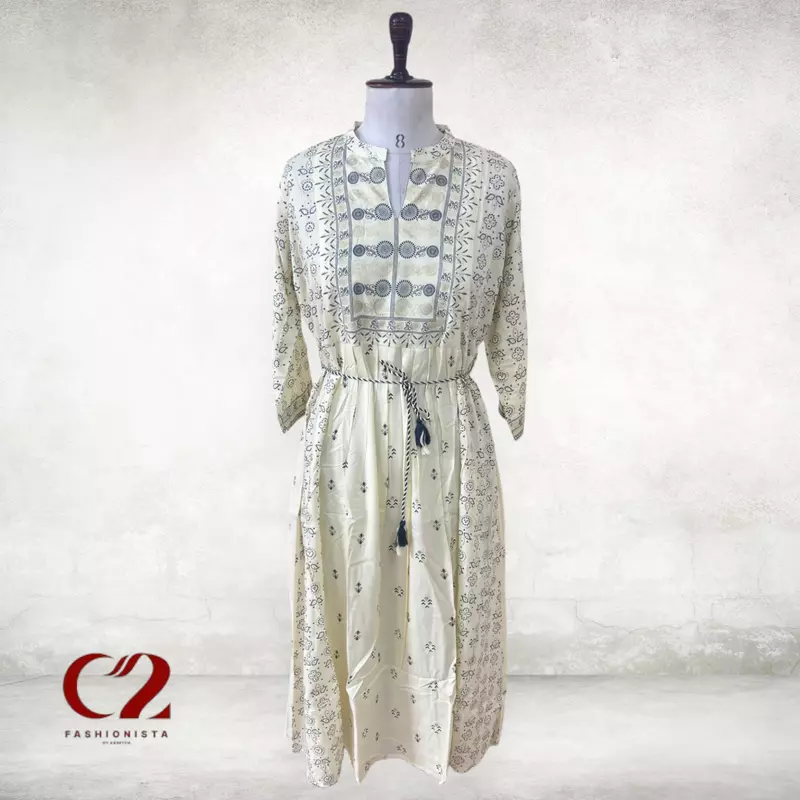 Leaf Cotton Mixed Rayon Kurti Leaf Cotton Mixed Rayon Kurti