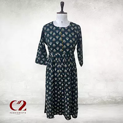 Flower Cotton Mixed Rayon Kurti