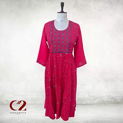 Mirror  Cotton Mixed Rayon Kurti