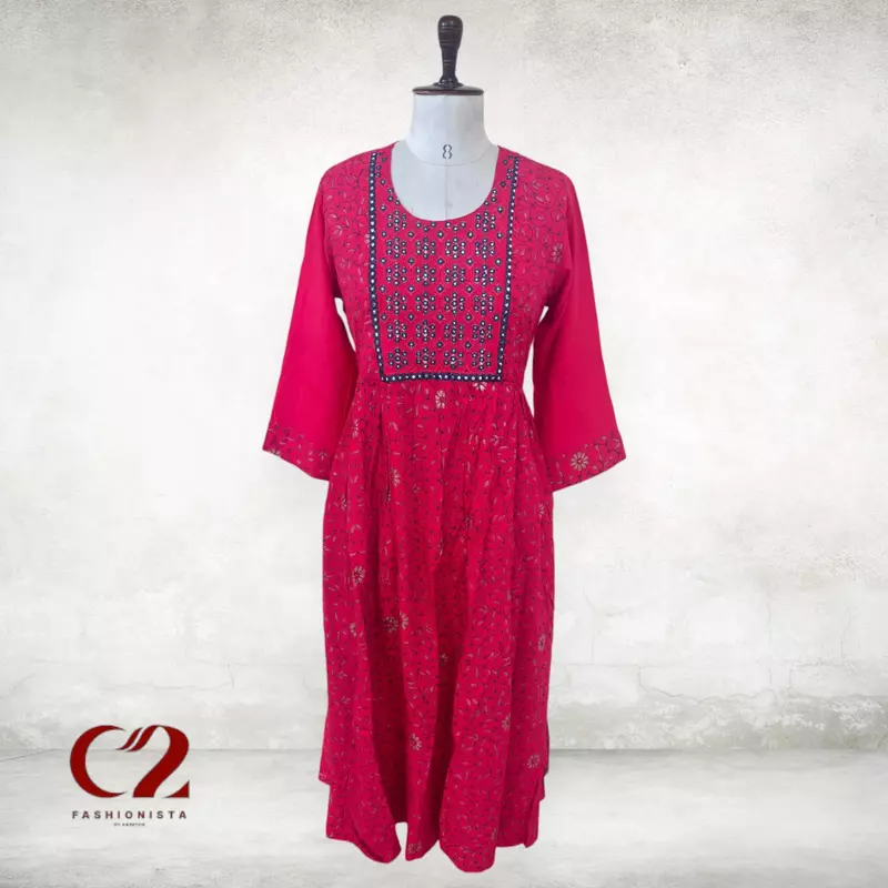 Mirror Cotton Mixed Rayon Kurti Mirror Cotton Mixed Rayon Kurti