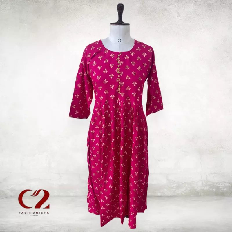 Printed Cotton Mixed Rayon Kurti Printed Cotton Mixed Rayon Kurti