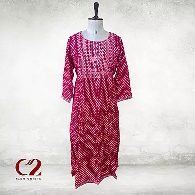 Embroidery  Cotton Mixed Rayon Kurti