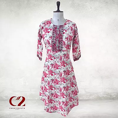 Painting  Cotton Mixed Rayon Kurti