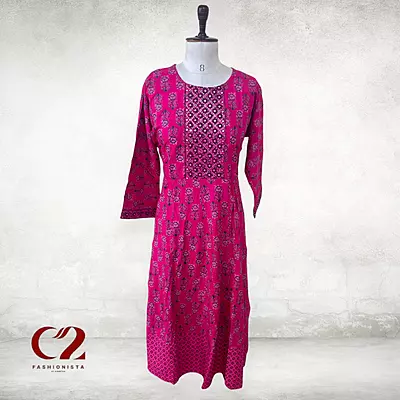 Mirror  Cotton Mixed Rayon Kurti