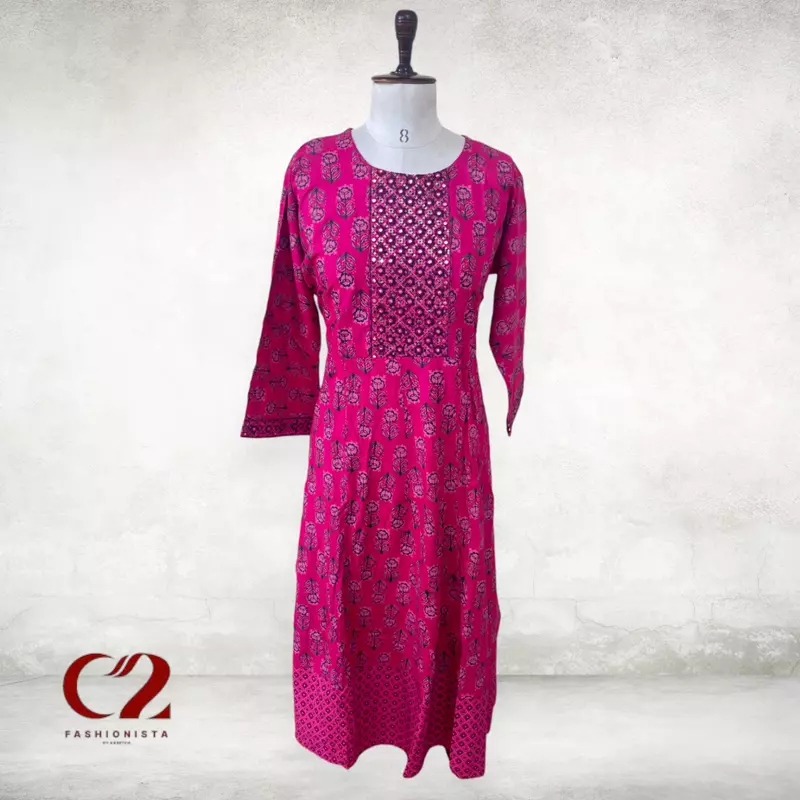 Mirror Cotton Mixed Rayon Kurti Mirror Cotton Mixed Rayon Kurti