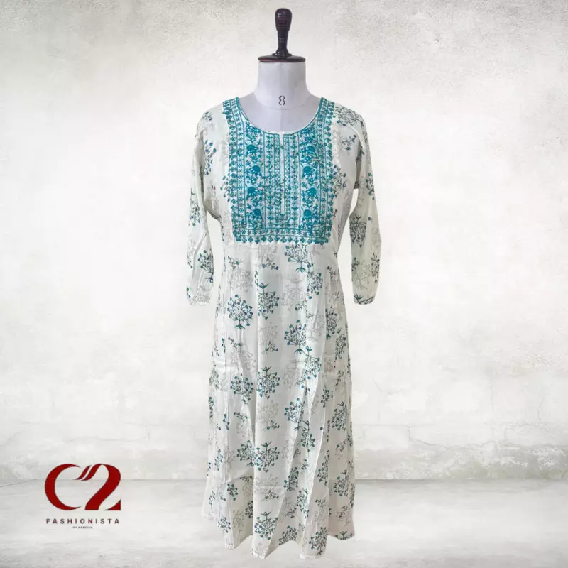 Thread embroidery Cotton Mixed Rayon Kurti Thread embroidery Cotton Mixed Rayon Kurti