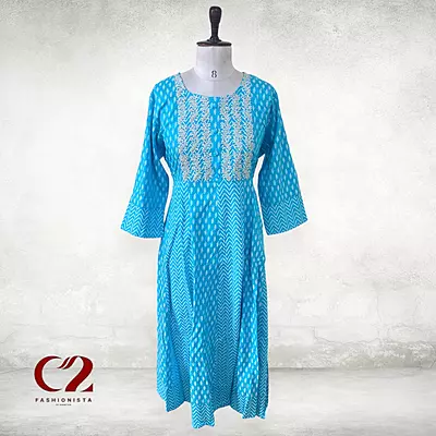 Embroidery  Cotton Mixed Rayon Kurti